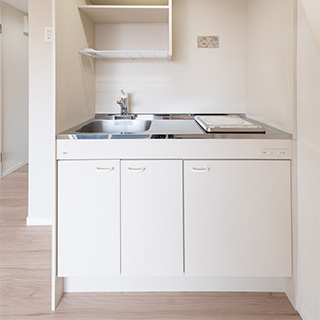 キッチン IH100V、シングル混合水栓、棚+作業スペースあり 全体幅120㎝